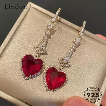 Серьги Lindon, серьги-капли для женщин, подарки на свадьбу красный