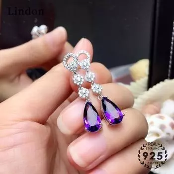 Серьги Lindon, серьги-капли для женщин, подарки на свадьбу фиолетовый