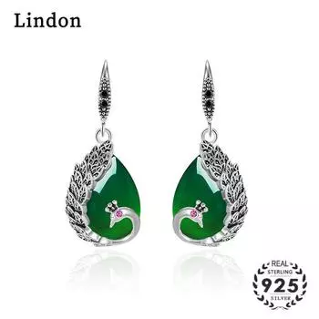 Серьги Lindon Серьги-подвески для женщин Подарки на свадьбу зелёный