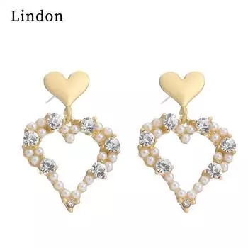 Серьги Lindon в форме сердца с пресноводным жемчугом для женщин, длинные женские серьги-капли, подарки для помолвки и вечеринки жёлтый