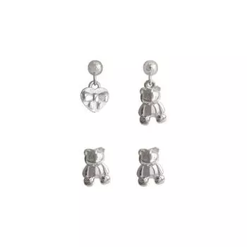 Серьги Love Bow Bear для женщин с ретро-дизайном, трехмерные милые серьги