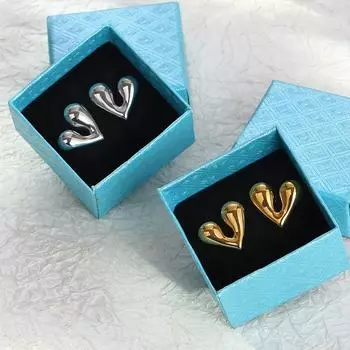 Серьги Love из нержавеющей стали Premium Sense Retro, простые модные легкие роскошные женские украшения для ушей из 18-каратного золота, сохраняющие цвет