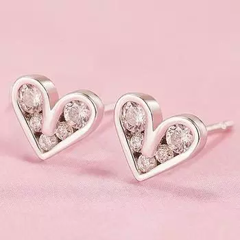 Серьги Love корейская версия простых сережек-гвоздиков в форме сердца, инкрустированных цирконием, женские украшения, модные, простые, милые, маленькие