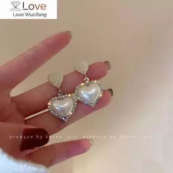 Серьги Love с бриллиантами и жемчугом из серебра 925 пробы, французские серьги Sense High-End, сладкие серьги на осень и зиму для женщин