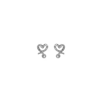 Серьги Love с бриллиантовой инкрустацией Серьги с жемчугом Французские ретро Мини Маленькие серьги Личность
