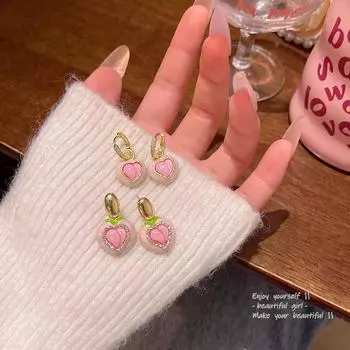 Серьги Love в корейском стиле из легкого, роскошного персикового циркония для женщин E6299 золотой