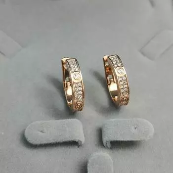 Серьги Love, женские серьги-каффы, серьги-гвоздики из розового золота с кристаллами, модные украшения из нержавеющей стали, без коробки
