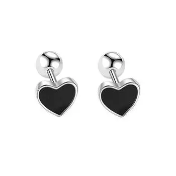 Серьги Lucky Clover, черные серьги с винтовой пряжкой Love из эпоксидной смолы, классические универсальные серьги в форме цветка сердца Copper