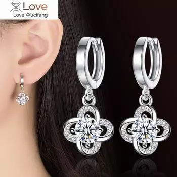 Серьги Lucky Leaf Grass, женские корейские простые серьги, серьги, посеребренные женские серьги Eternal Flower