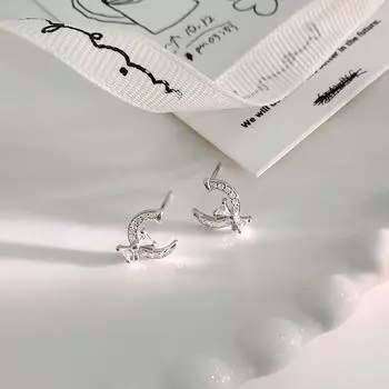 Серьги-луны в форме банта, милые девчачьи серьги, повседневные легкие роскошные универсальные серьги