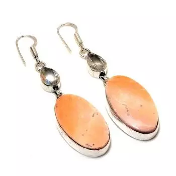 Серьги Maligano Jasper с белым топазом, посеребренные 925 пробы, 2,65 дюйма