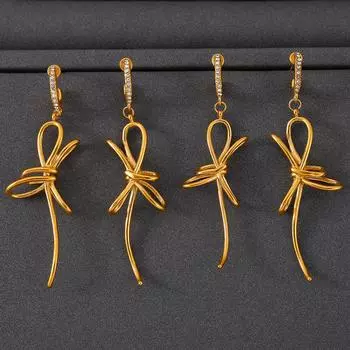 Серьги Merry Su Diamond Winding Line Knotted, женские, сладкие, нишевые, из титановой стали, позолоченные серьги