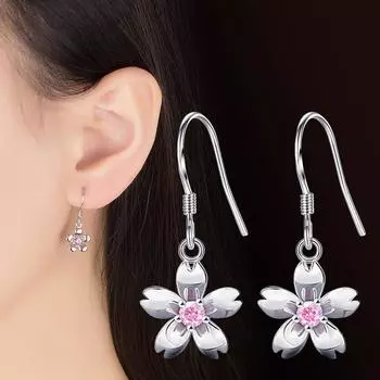 Серьги Miles Peach Blossom Creative Roses, милые женские серьги с розовыми бриллиантами и серебряным покрытием, женские серьги-кольца