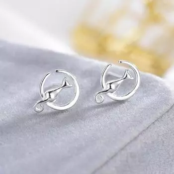Серьги Moon Cat Женские Сказочные Ветер Милые Милые Маленькие Мяу Украшения Для Ушей Темперамент Корейская Версия Нишевые Дизайн Аксессуары