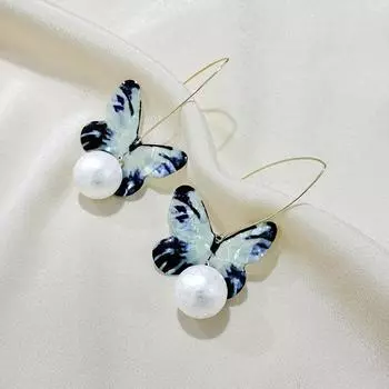 Серьги Mori Super Fairy Butterfly с искусственным жемчугом, нишевый темпераментный дизайн, модные легкие роскошные серьги