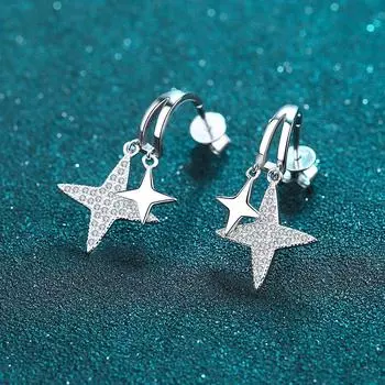 Серьги Mosan Drill 925 Tremella Herbal Star Full Drill