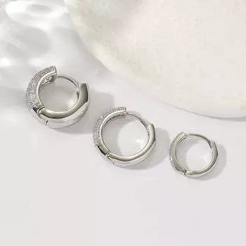 Серьги Niche Simple Metal Wind, набор из трех предметов, три ряда сверл, широкое лицо, застежка для ушей, высококачественные серьги-гвоздики Sense серебряный