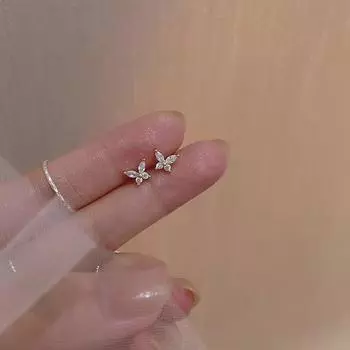 Серьги Новый стиль Универсальные компактные высококачественные летние серьги Цирконий Маленькая бабочка ушные косточки ногти