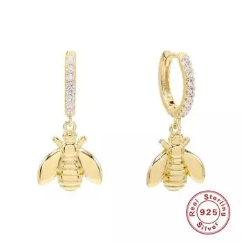 Серьги-пчелки из стерлингового серебра S925, серьги-пряжки в стиле хипстер, креативные серьги в стиле минимализма, женские серьги 925 Silver золотой