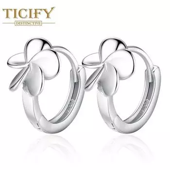 Серьги Penta Flower с пряжкой в форме листа белый