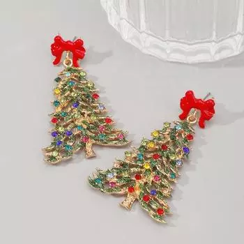 Серьги-подвески Crystal Xmas Серьги-подвески Rhinestone Christmas Tree Рождество D