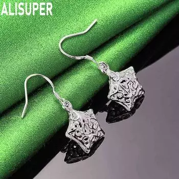 Серьги-подвески для пирсинга в форме полой звезды из стерлингового серебра 925 пробы, модные свадебные украшения 3.00*1.40cm