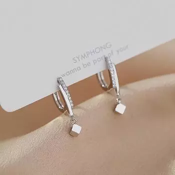 Серьги-подвески из серебра 925 пробы, простые модные квадратные серьги-подвески для женщин, очаровательные женские циркониевые модные темпераментные романтические ювелирные изделия, подарок