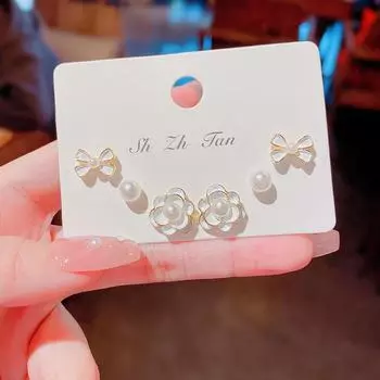 Серьги-подвески из серебра S925 с цветочным жемчугом: Элегантный, свежий и модный дизайн золотой