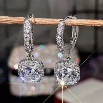 Серьги-подвески из стерлингового серебра 925 пробы с белым кубическим цирконием, серебряный цвет, элегантные аксессуары для женщин, модные ювелирные изделия