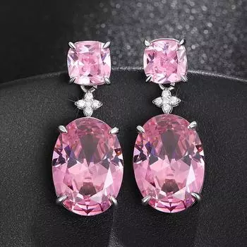 Серьги-подвески из стерлингового серебра 925 пробы с розовым кубическим цирконием для женщин, простые, элегантные, роскошные, для свадьбы, помолвки, вечеринки, женские украшения