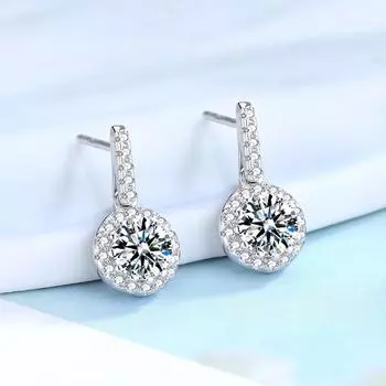 Серьги-подвески из стерлингового серебра S925 с круглыми бриллиантами и цирконами, японские и корейские элегантные серьги 925