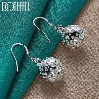 Серьги-подвески с полым шаром из стерлингового серебра 925 пробы 1.3cm*1.3cm