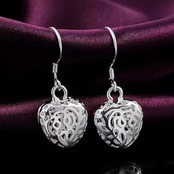 Серьги-подвески в форме сердца из стерлингового серебра 925 пробы Fashiona Свадебные украшения Подарки 3.00*1.50cm