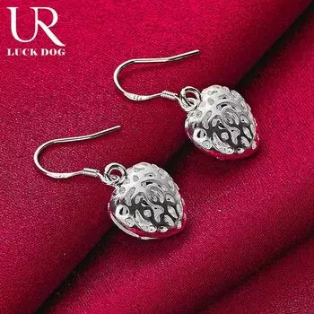 Серьги-подвески в форме сердца из стерлингового серебра 925 пробы Fashiona Свадебные украшения Подарки 3.00*1.50cm