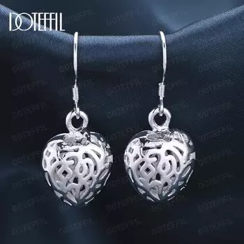 Серьги-подвески в форме сердца из стерлингового серебра 925 пробы Fashiona Свадебные украшения Подарки 3.00*1.50cm