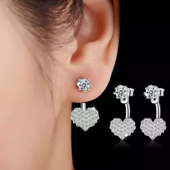 Серьги-подвески в форме сердца, серьги для женщин, модные украшения для вечеринок, сверкающие аксессуары, повседневная одежда, подарок для подруг розового золота