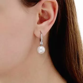 Серьги-пряжки для ушей с жемчугом и бриллиантами, летние, простые, темпераментные, высокого класса, с цирконием, круглые серьги