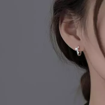Серьги-пряжки в форме четырехугольной звезды с микроинкрустацией из циркония Wind Niche Design, милая и классная девушка, маленькие серьги-звезды того же стиля Copper