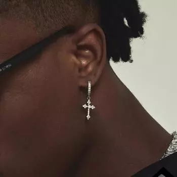 Серьги-пряжки в виде ромба и креста в стиле ретро с микро-оправой из циркония и бриллиантами, серьги-клипсы с темперой