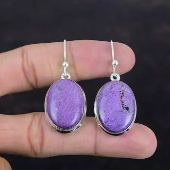 Серьги Purpurite Серьги из натурального драгоценного камня Ювелирные изделия ручной работы в стиле бохо Серьги из стерлингового серебра 925 пробы Совершенно новые серьги Подарки для нее Серебряные украшения
