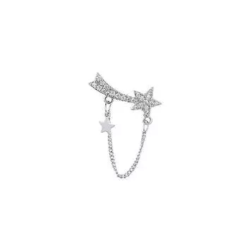 Серьги-пусеты Diamond Star Tide Star Glow Personality Chain Серьги-метеоры Muse copper (white gold with ear plugs)