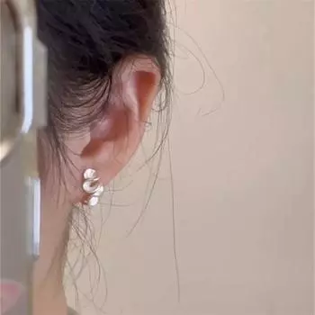 Серьги-пусеты из серебра 925 пробы с юбкой-рюшем, минималистичные, милые, нежные, темпераментные, на выход, роскошные, фантазийные серьги для женщин Ruffled skirt stud earrings 925 silver needle