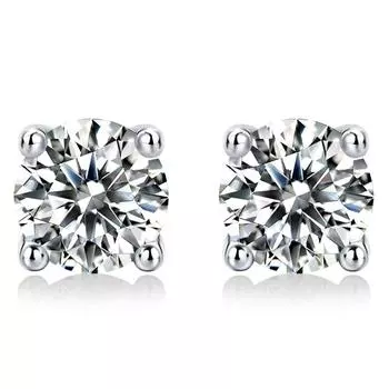 Серьги-пусеты из стерлингового серебра 925 пробы, 3ex, круглые, 2 карата Vvs1, с бриллиантом D, муассанитом, для женщин, подарок 0.5CTx2PCS