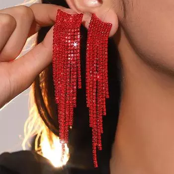 Серьги Red Series Super Flash Full Of Diamonds с длинными кисточками, серьги Senior Sense Of Temperament, красные женские серьги, 1 пара