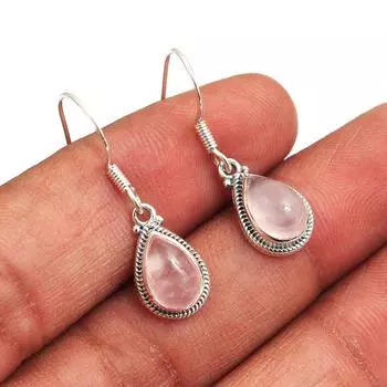 Серьги ручной работы, серьги из розового кварца, серебряные украшения, женские украшения, серебро 925 пробы розовый