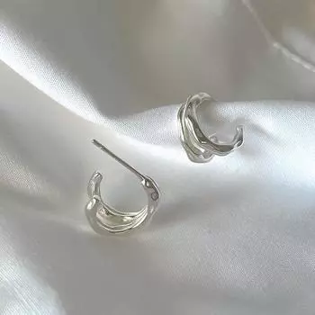 Серьги S925 Высококачественные серьги-кольца в стиле Cold Ins из стерлингового серебра Серьги Niche Design Круглые серьги неправильной формы 925 серебряный