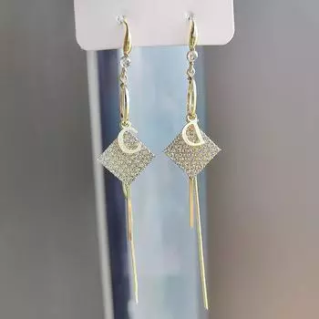 Серьги с бахромой в виде квадратной буквы Tide, женственный темперамент, универсальные, длинные, тонкие серьги для женщин