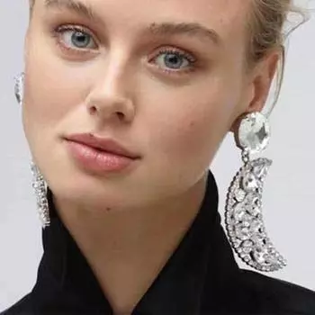 Серьги с бриллиантами Simple Line Crescent женские полые серьги золотистый