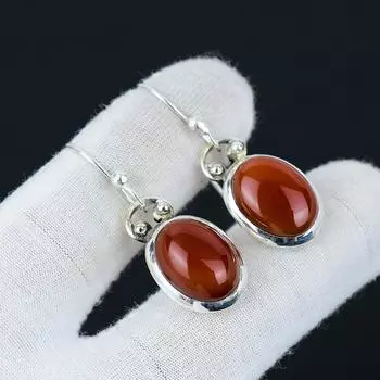 Серьги с драгоценными камнями из сердолика, серьги из красного сердолика 925 пробы, ювелирные изделия ручной работы, богемные серьги, подарки для женщин, женские серьги 1.57