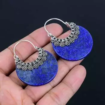 Серьги с драгоценными камнями лазурит, цельное серебро 925 пробы, серьги ручной работы, ювелирные изделия, подарок для женщин и девушек LG-545